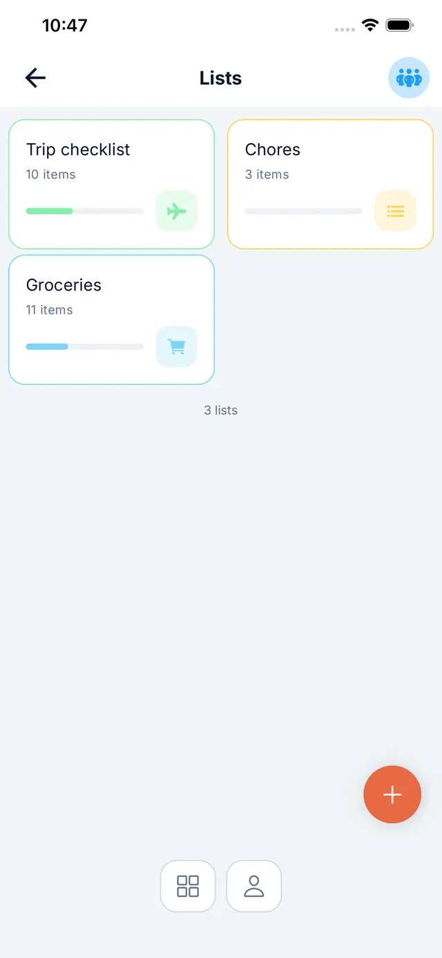 Domus grocery lists and list details with AI categorization