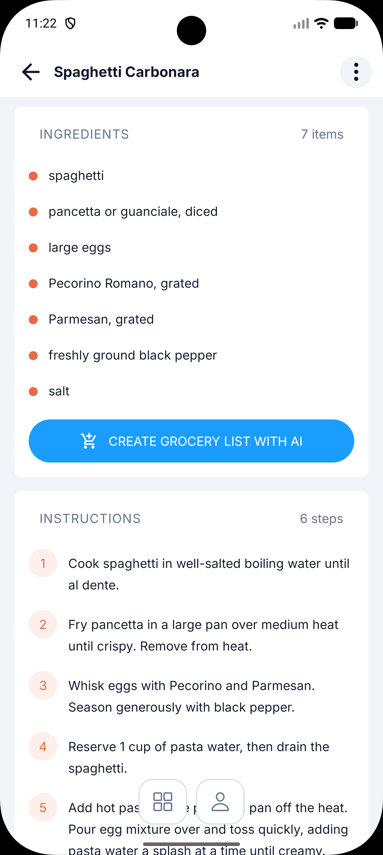 Domus recipe-to-shopping-list workflow