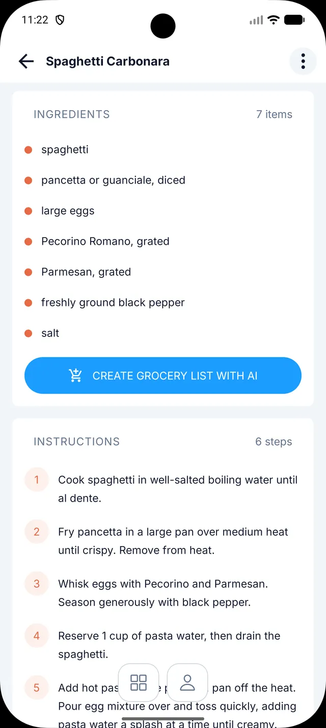Domus recipe-to-shopping-list workflow