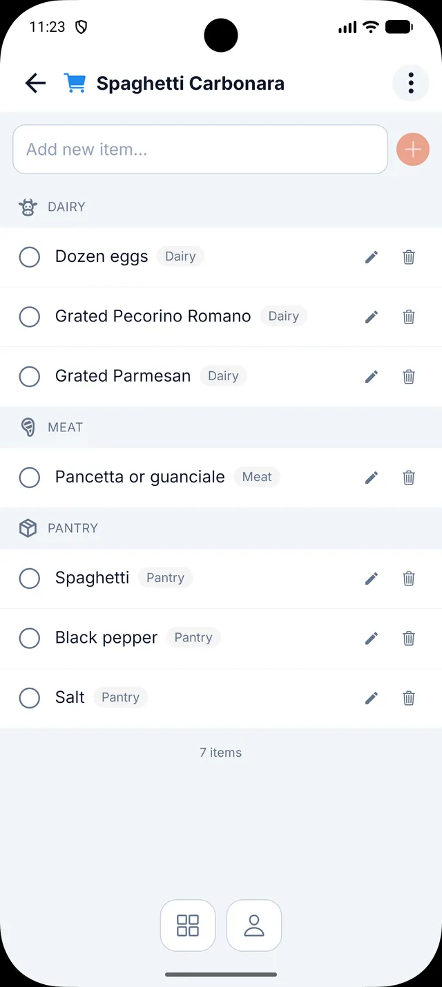 Domus recipe-to-shopping-list workflow